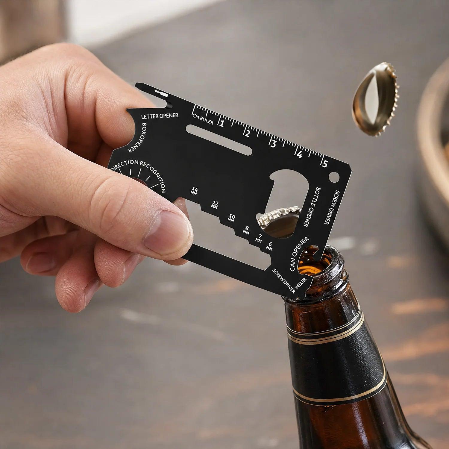 Shuffle Credit Card Multi Tool, Wallet Size EDC Multitool with Screwdriver, Bottle Opener, Can Opener, Wrench, Ruler and Letter Opener, 1 mm Slim Pocket Tool, Stocking Stuffer Gift for Men