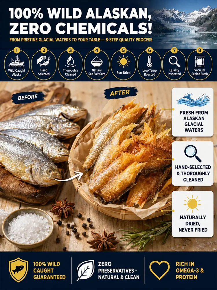 Best-seller in the US: Wild-caught deep-sea dried small fish — 100% natural ocean flavor.