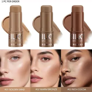 Three-Color Contour Stick, Smooth Blendable Contour, Smooth Blur Contour, Portable Multi-Functional Face Highlighter, Highlighting Stick, Bronzer, Compact Cosmetic Makeup Tool for a Flawless Skin Finish