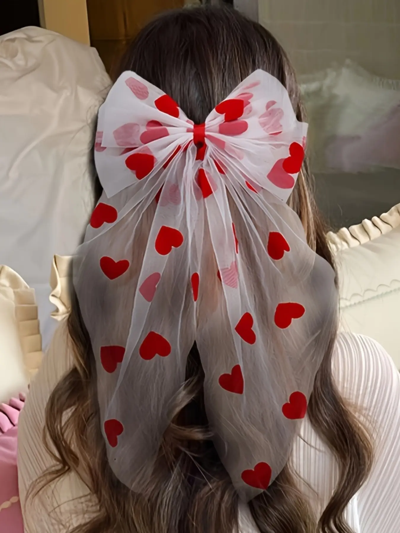 Romantic Heart Bow Hair Clip for Women, Long Hair Decoration Headpiece, Perfect for Daily Wear, Valentine's Day Gift Idea, Goddess Hair Clip, Cute Hair Clips, Decorative Hair Clips, Hair Bows