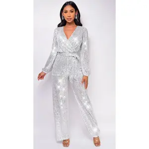 Zaneta Silver Sequin Jumpsuit