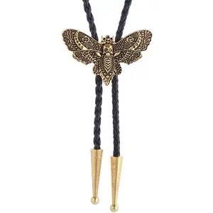 Western Cowboy Bolo tie for Men Women Gold Silver Death Skull Moth Cross Bolo Tie Christmas Deer Rooster Wolf Necktie Gift