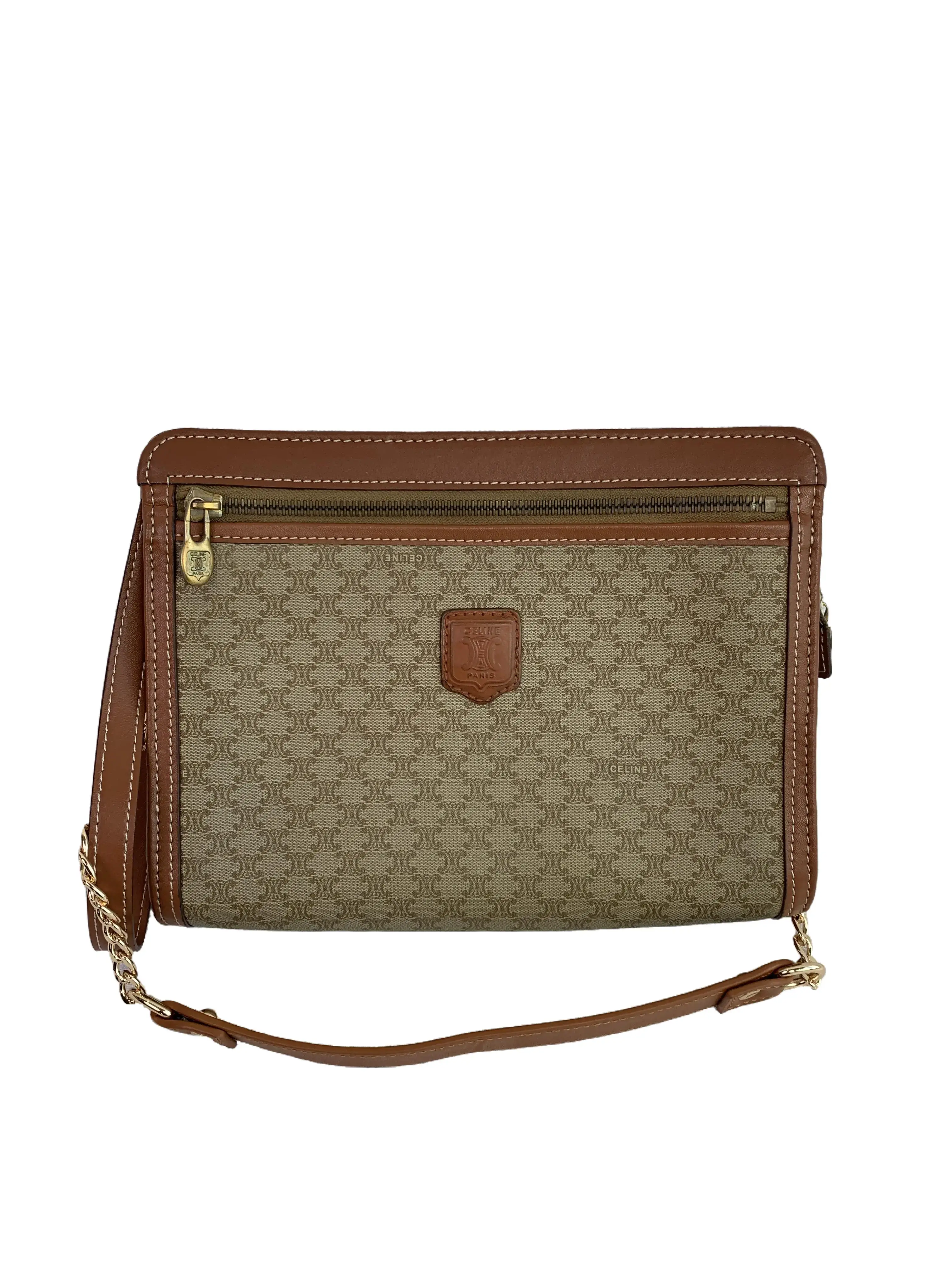 Pre-owned Celine Triomphe Coated Canvas Clutch/DC03303717/3717
