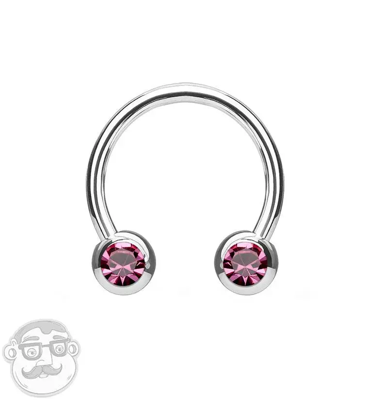 Pink CZ Steel Stainless Circular Barbell Pink CZ Steel Stainless Circular Barbell