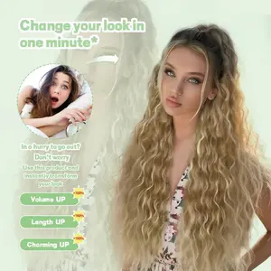 Heat-Resistant Synthetic Curly Water Wave  Wig for Women - Voluminous Multi-Color Options, Secure Clips,Claw  extension hair,for Daily Wear & Festive Occasions,Versatile , Stylish , Fashion Accessory