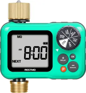 RESTMO Sprinkler Timer with Brass Inlet & Outlet, 3 Separate Programs Hose Timer, Programmable Water Timer for Garden Hose, Manual | Rain Delay | Automatic Watering System for Drip Irrigation and Lawn