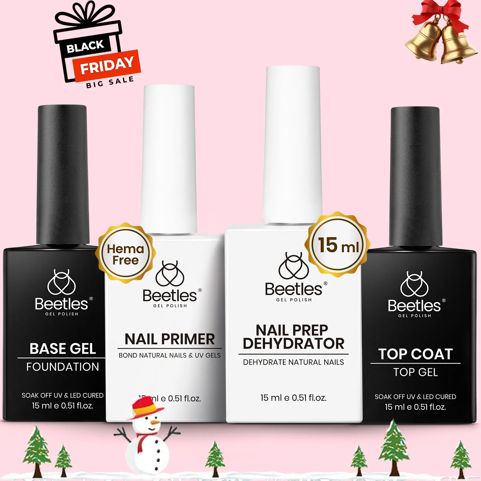 4Pcs Base&TopCoat&Nail Prep Dehydrator&Nail Primer