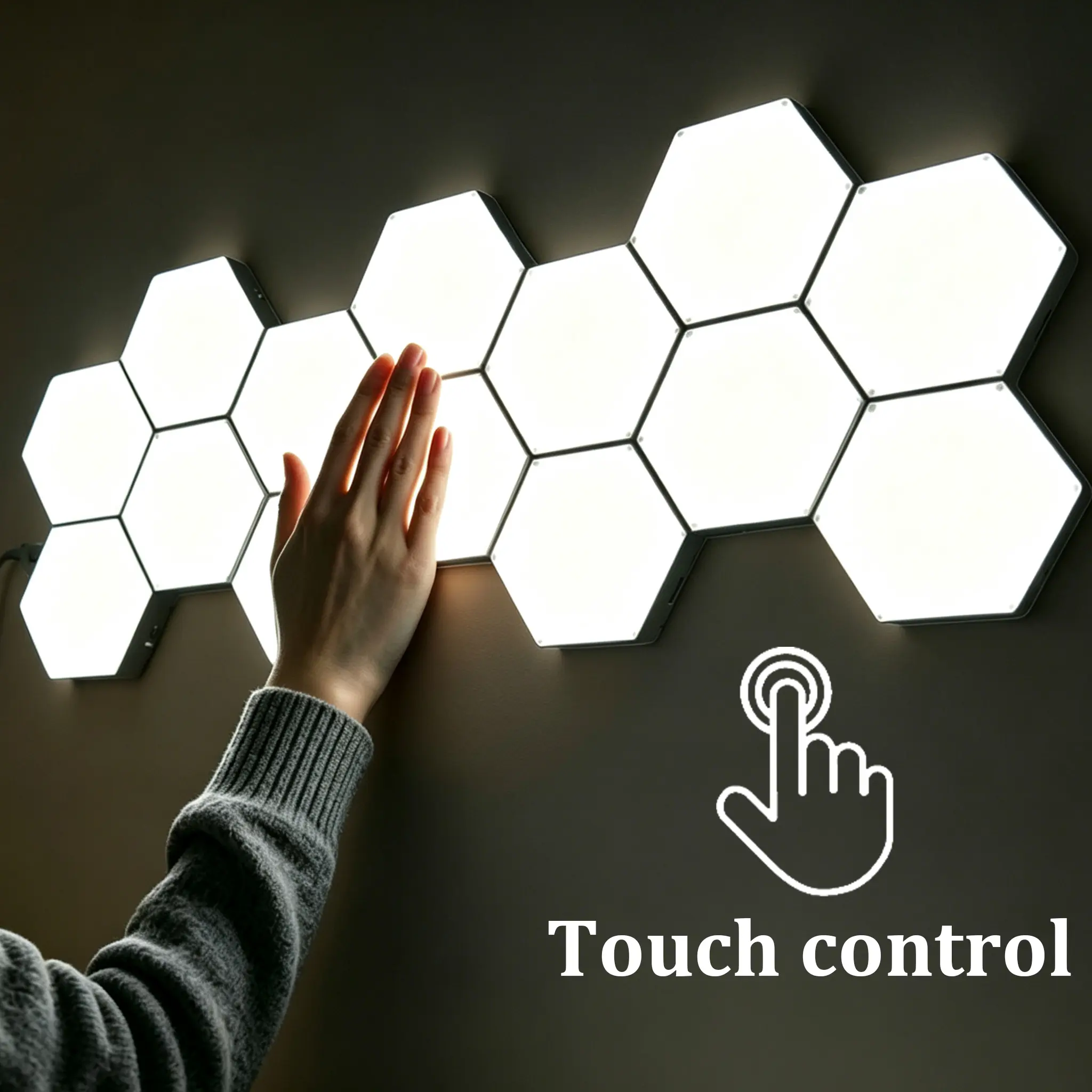 Modular Hexagon LED Wall Lights, Touch-Control Dimmable Splicing Panels, DIY-Assemble Night Lamp for Gaming Room, Home Decor & Festive Occasions, Led Lights