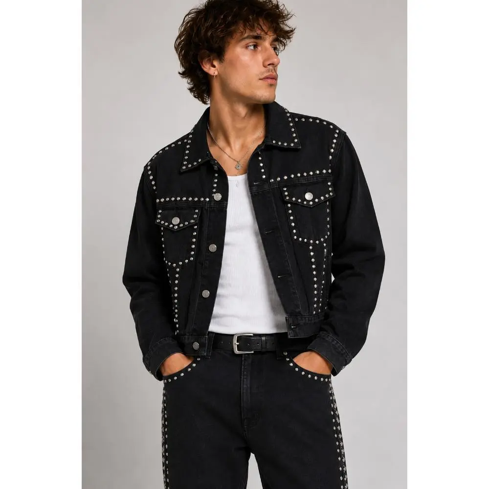 Forever 21 Studded Denim Trucker Jacket