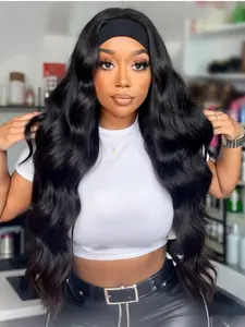 Chic 26 Inch Long Body Wave Headband Wig for Women, Synthetic Heat Resistant Wig, 200% Density, Stretchy Net Cap, Ideal for Daily Use & Parties