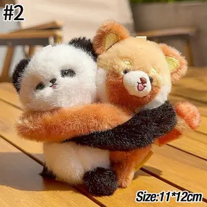 1 Pair Funny Hugging Animals Keychain Cartoon Penguins Couple Plush Keychain Backpack Hanging Pendant Lover Gifts