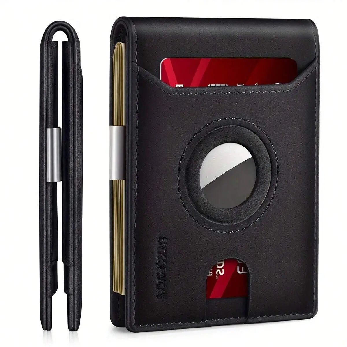 Airtag Wallet Men, Minimalist Front Pocket Wallets With Aritag Holder, Genuine Leather Bifold Slim Wallet, RFID Blocking Wallet For Men Up To 11cards -Air Tag Not Included  GIft For Daddy And Boy Friends On Christmas Day