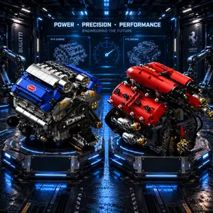V8 Engine Building Block Set, DIY Mechanical Motor Model Kit for Car Enthusiasts, Creative Technic Style Mini Bricks Collectible Display for Teens Adults, STEM Assembly Toy, Christmas Birthday Holiday Gift fathersdaygift