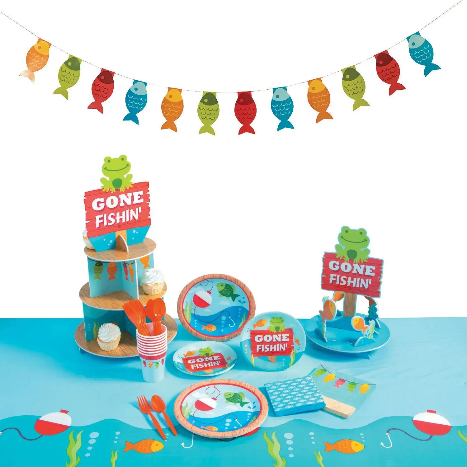 191 Pc. Little Fisherman Deluxe Disposable Tableware Kit for 24 Guests