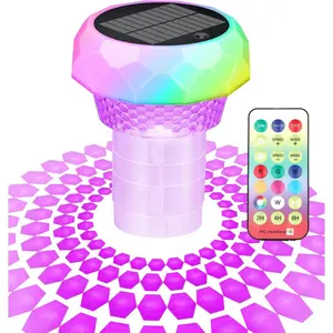Pool Chlorine Floater with Solar Light, Chlorine Tablet Floater for Pool Fit 1" and 3" Tablets, Floating Chlorine Dispenser with Remote and Adjustable for Pool  Hot Tub