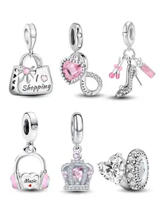 Fashionable Heart & Crown & High Heel Design Charms, Stylish Playful Charm, Fashionable Jewelry for Women & Girls, Trendy All-match & Exquisite Jewelry for Birthday Gift