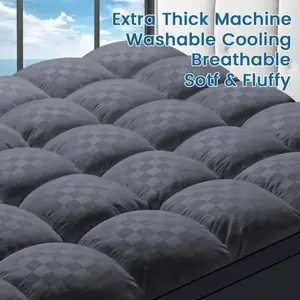 Extra thick queen size mattress pad, suitable for all seasons, fitted mattress protector, stretchable to 8-21 inches, deep pockets, soft and skin-friendly, suitable for all types of mattresses