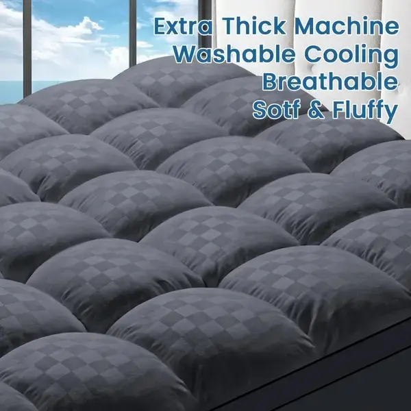 Extra thick queen size mattress pad, suitable for all seasons, fitted mattress protector, stretchable to 8-21 inches, deep pockets, soft and skin-friendly, suitable for all types of mattresses
