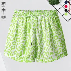 Women’s leopard print shorts — drawstring design, available in multiple colors; suitable for park walks, family activities, and outdoor outings; ideal for everyday wear; summer casual wear; women’s shorts.