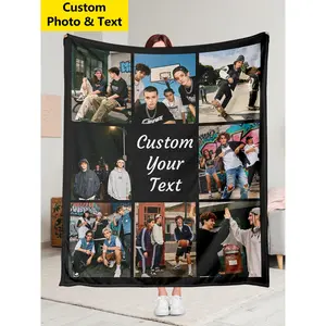 1pc Custom Photo Throw Blanket Flannel Material 280GSM Soft Fluffy Warm Machine Washable Light Weight Easy To Carry All Season Use Cozy For Couch Bed Sofa Office Car Travel Camping Gift For Men Women Mom Dad Girlfriend Boyfriend B