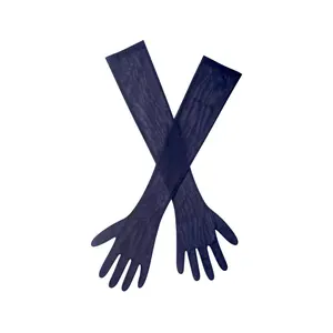 Ora Navy Mesh Opera-Length Gloves