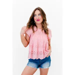 Pretty in Pink Eyelet Blouse