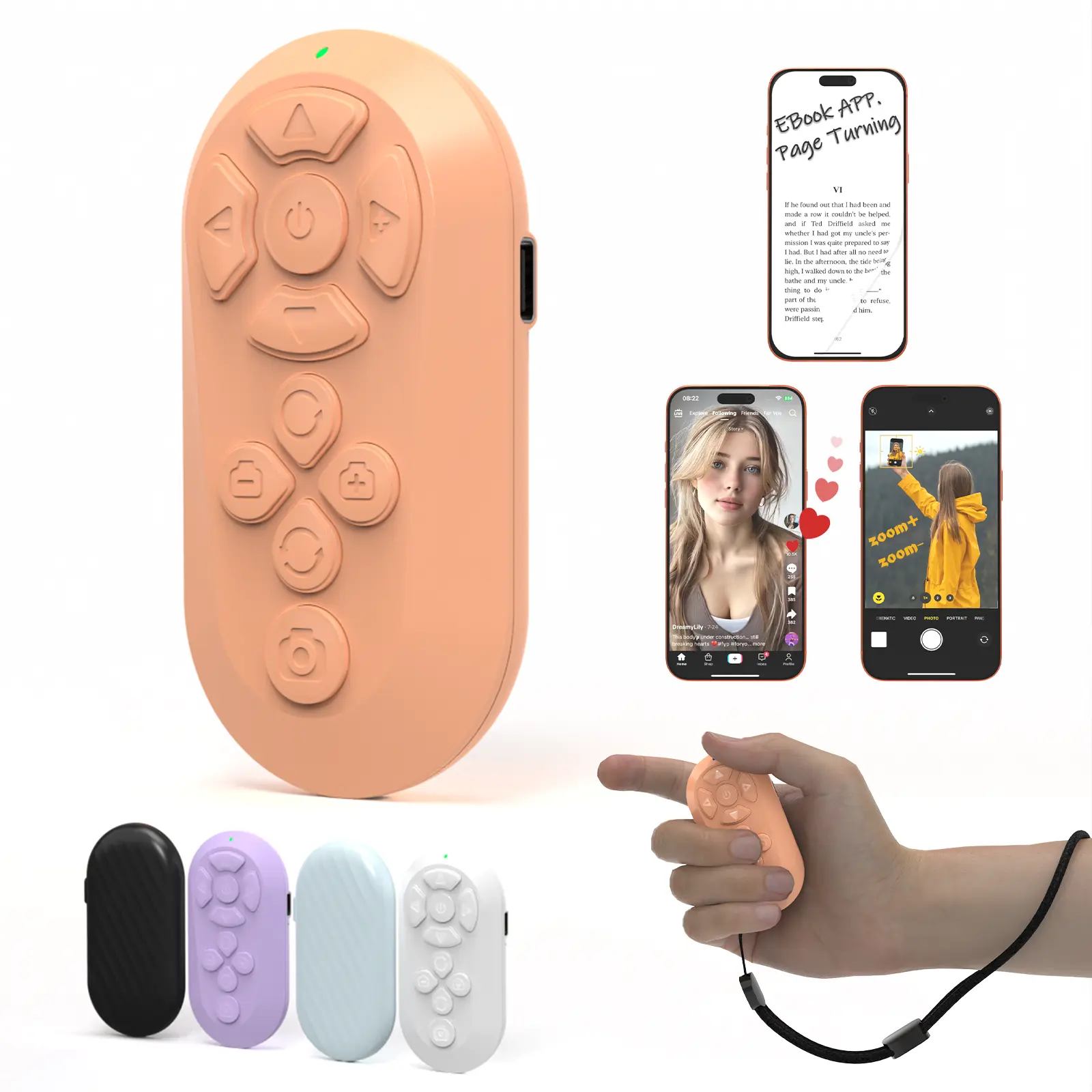 Wireless Handheld Phone Accessory - 2026 TikTok Scrolling Tool, Page Turner, Selfie Clicker for iPhone & Android Cellphone, Phone Accessories Electronic Gadget