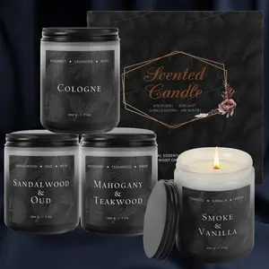 Scented Candles Set - 4 Pack Men Candles for Home Scented, 28 oz Soy Wax, 200 Hour Long Lasting Candle, Soy Candle Gifts Set for Men, Birthday, Valentine, Christmas, Anniversary Present
