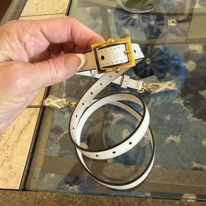 Pre-owned GUCCI Leather Strap Adjustable Off White Replacement with Gold Hardware Never Used
