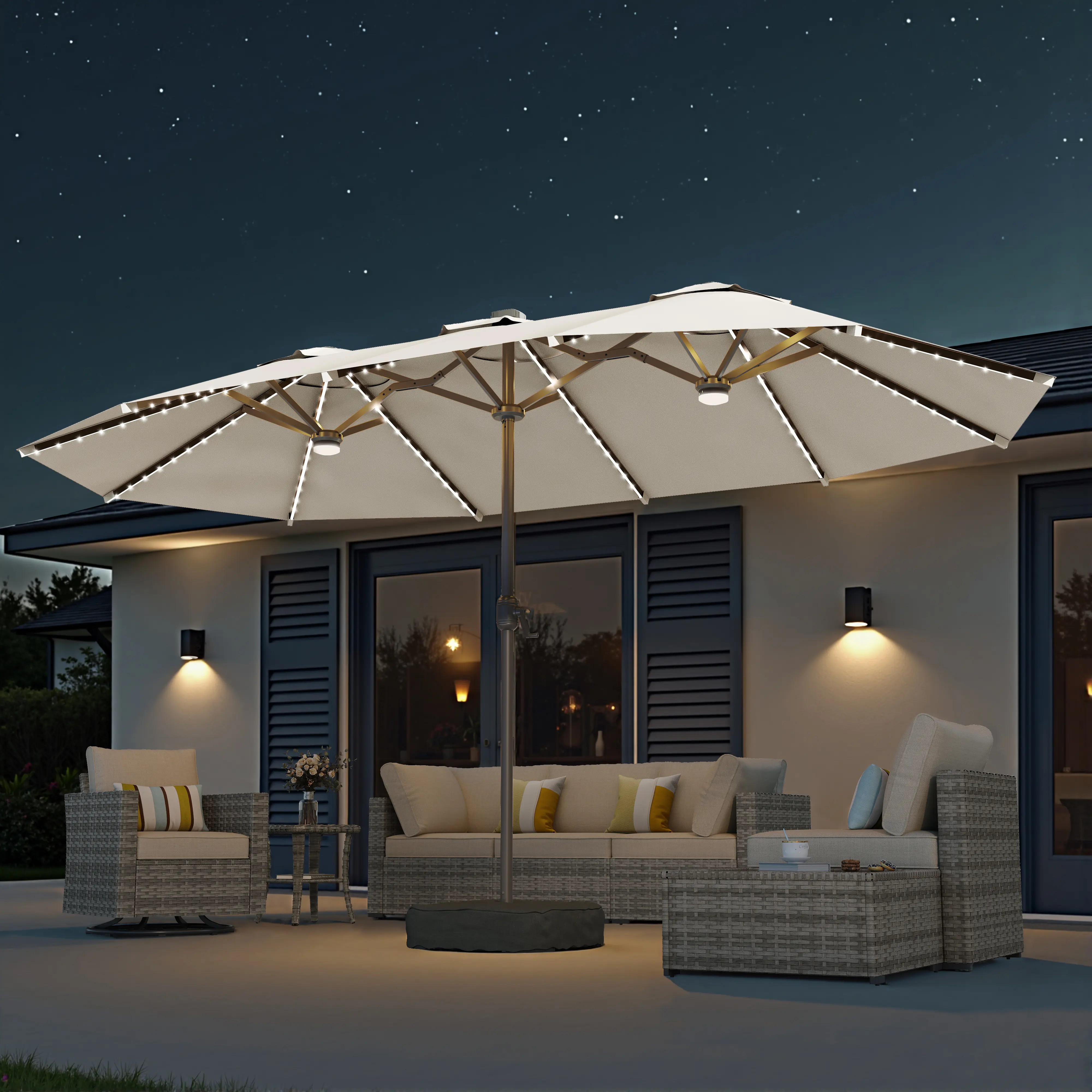 White With Solar Colored Lights