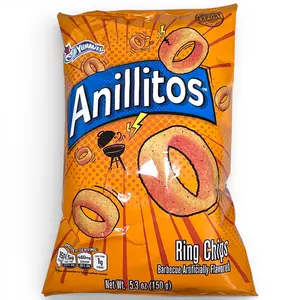 Anillitos de Papa 150g BBQ Flavor Ring Chips Barbecue Artificially Flavored Snack Pack