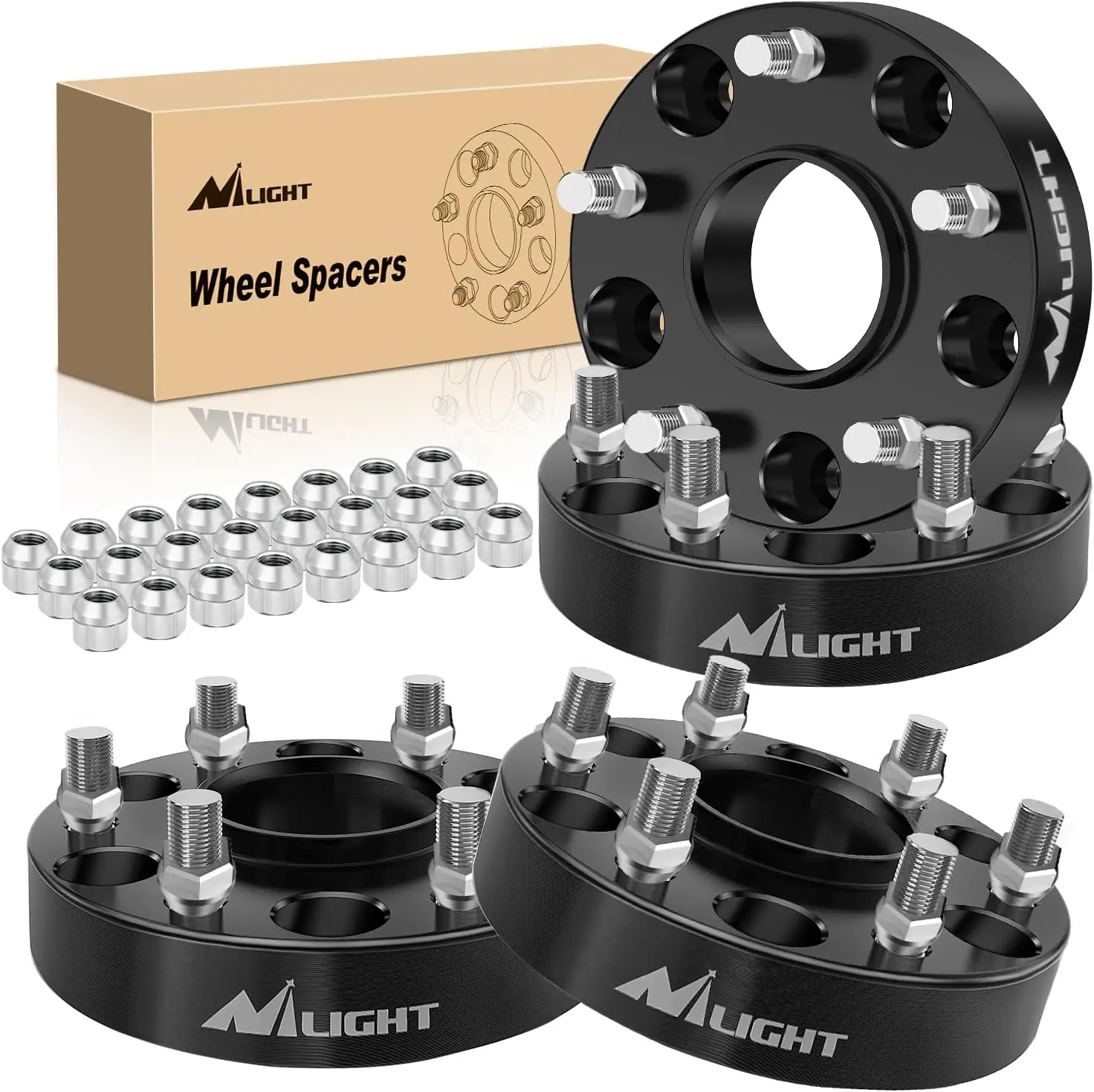 Nilight 4pcs CNC Processed Aluminum Alloy Automotive Wheel Spacers, 6x5.5/6x139.7mm, 1.5in Thickness, 77.8mm Hub Bore, M14x1.5 Studs, Car Accessories for 2019-2024 Ram Truck, Boosts Cornering Stability, Solves Brake Caliper Clearance Issues