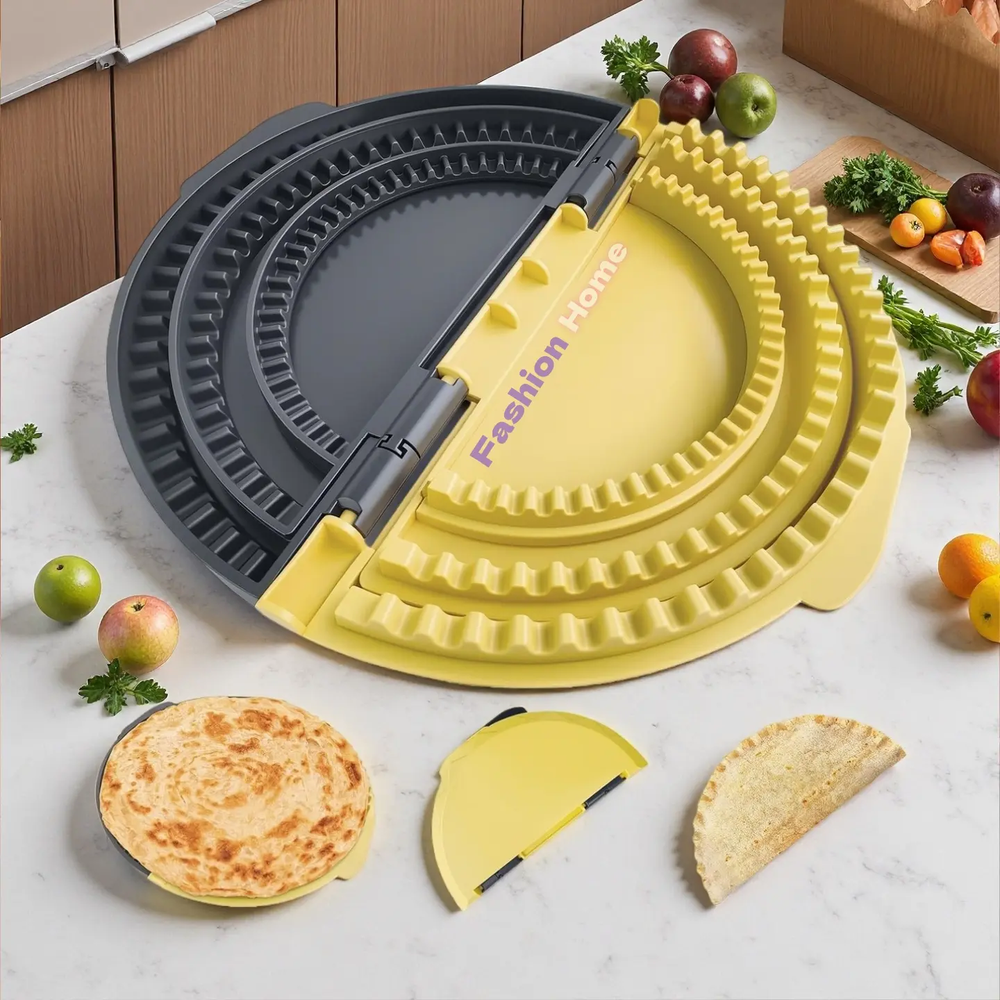 Kitchen Gift 3-in-1 Tortilla Crimper & Press Quesadilla Maker Sealer Empanada Press for 6-10in Tortillas Black Yellow Kitchen Essential BPA Free Dishwasher Safe Grater Birthday Father's Day#SummerVibes