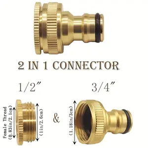 2 Pair Brass Quick Connectors, Suitable for 1/2 and 3/4 Inch Garden Hose Connections, Male and Female Fittings Accessories, Garden Hose Quic Connectors, Water Pipe Connectors, Garden Fast Connectors, Garden Hose Metal, Garden Hose Adapter