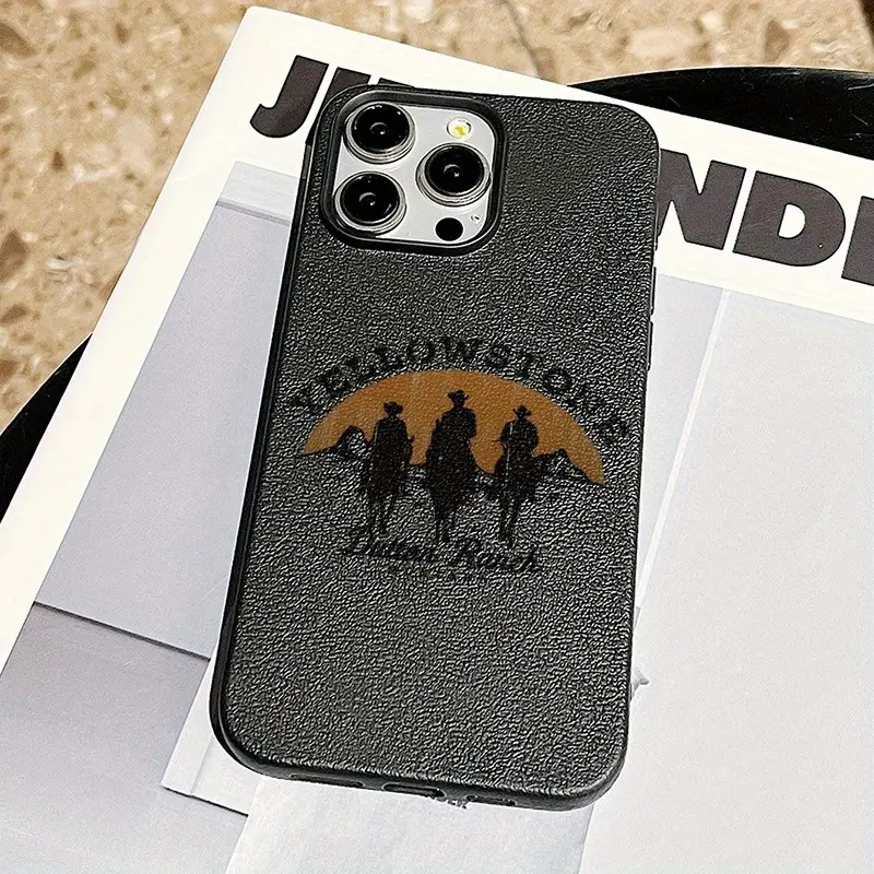 Creative Yellowstone Dutton Ranch Design Shockproof Phone Case Cover, Leather Texture, for iPhone 11-16 Pro Max, Gift for Family/friends