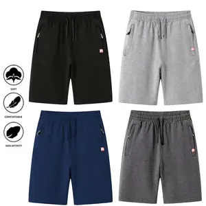 Men’s solid-color shorts with a drawstring waist and pockets; lightweight, breathable, and comfortable—ideal for running, gym training, and casual wear. Suitable for all seasons; men’s summer casual breathable athletic shorts with a drawstring and zipper
