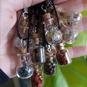 1" crystal chip bottle necklaces