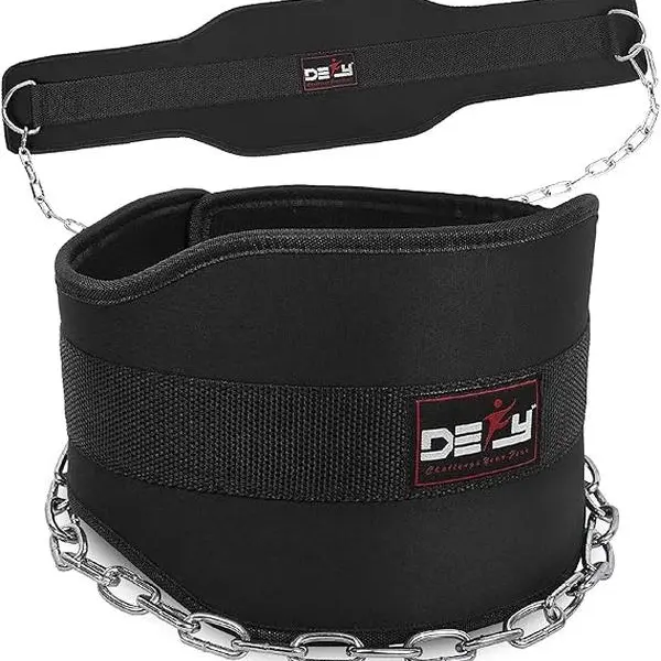 DEFY Dip Belt for Weight Lifting with 36" Steel Chain for Powerlifting - Comfort Fit Neoprene Weightlifting Belt - Gym Workout Equipment for men and Women - Belt for Powerlifting & Strength Training