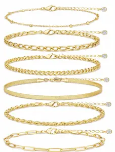 Gold Bracelet for Women  14K Gold Plated Chain Jewelry | Trendy Snake, Herringbone, Figaro, Cuban, Bead, Paperclip & Cable Box Styles for Everyday Wear