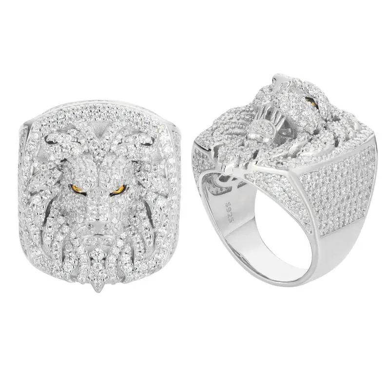 【R398 Livestream 】UCCIYO S925 Sterling Silver Synthetic Moissanite Ring for Men Hip Hop Jewelry  Exquisite Trendy Ring Fashion Rings