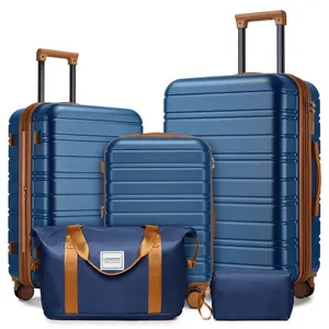Luggage Sets 5 Piece with Duffel Bags, Hardside Expandable Suitcases with Spinner Wheels, Blue
