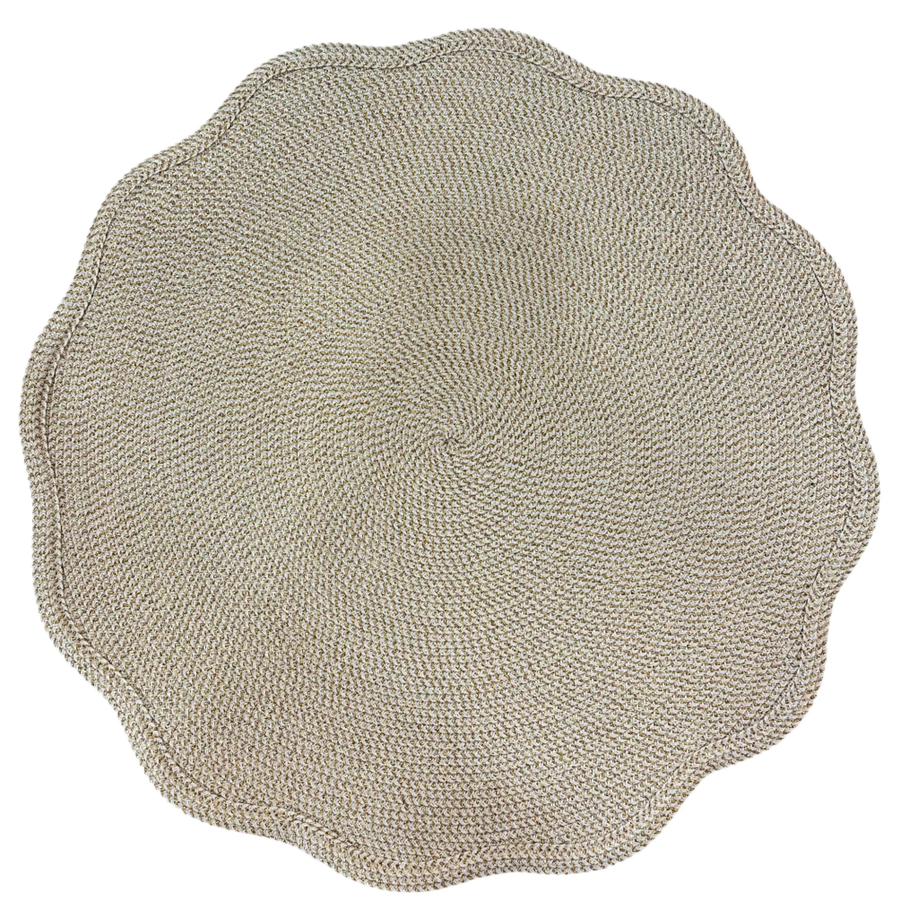 Glimmer - Round Scallop Placemat Gold / White (Set of 4)