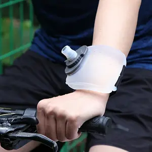 Sports Wrist Water Bottle 7oz Wearable Hands-Free Hydration Bottle Leak-Proof Silicone Mouth Adjustable Strap for Running Climbing Sports Science Hydration Bicycle Water Bottle