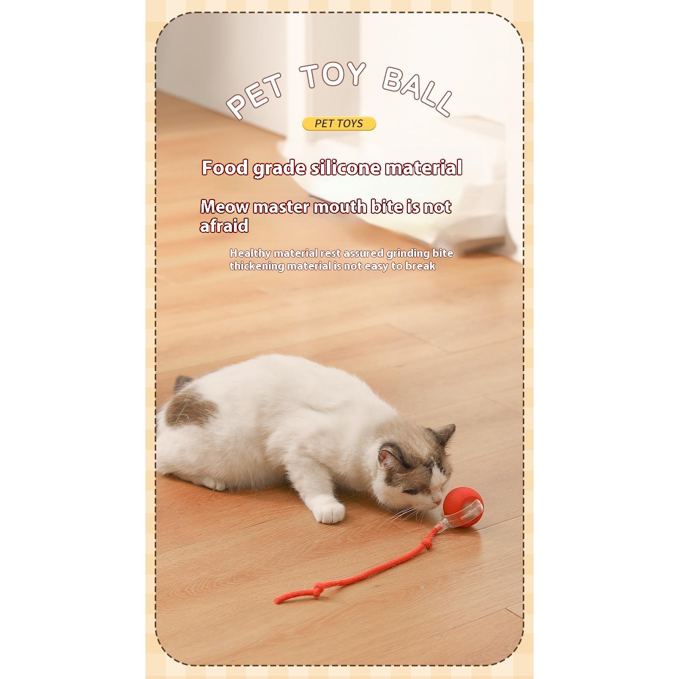 2Pcs Cat Interactive Ball Toys Automatic Rolling Ball Faux Tail Rechargeable Smart Pet Electric Toy Cat Training Imitate Mouse