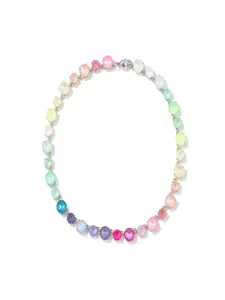 Date & Party Showstopper The Fashion Necklace - Colorful Crystal 18K Plated Collarbone Chain with Magnetic Clasp