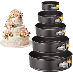 Springform Cake Pan Set of 5 Non-stick Cheesecake Pan with Removable Bottom 5 Tiered Circle 4" 7" 9'' 10'' 11inch Pans for Baking