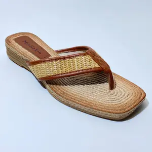 Chic Summer Women's Flip-Flops - Trendy Imitation Straw Woven, Slip-On Beach Sandals with Rubber Sole Beach Hawaii Fashion graffiti  Footwear Shoe Walking Shoes Flat Girl Casual Comfort Flipflop