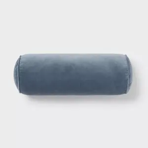 8"x22" Luxe Round Velvet Bolster Decorative Pillow Slate Blue - Threshold
