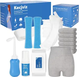 Postpartum Recovery Kit - 20 Pcs Hospital Bag Must Haves with Upside Down Peri Bottle, Disposable Underwear, Maternity Pads, Witch Hazel Foam & Reusable Cold Pads