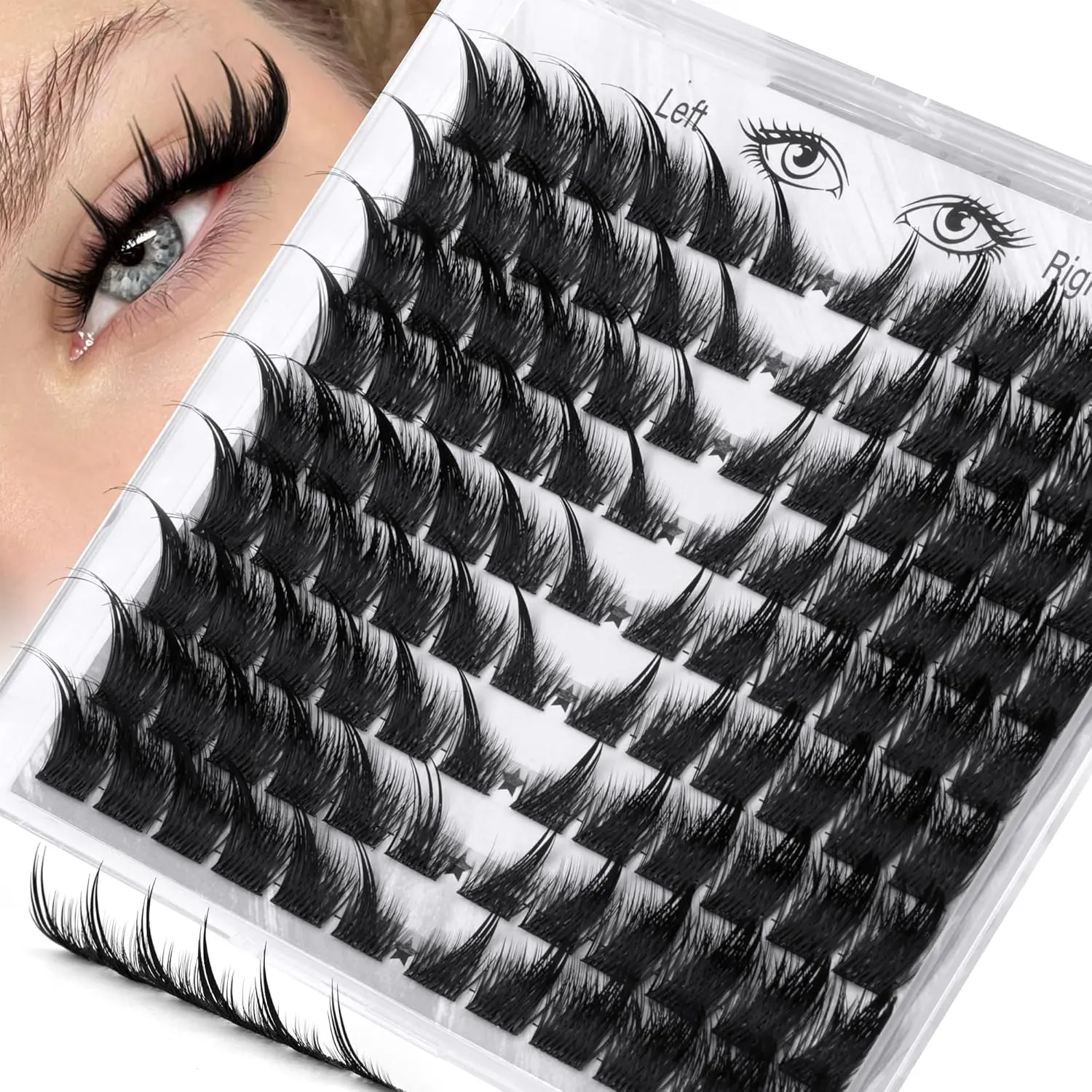 Cat Eye Lash Clusters With Spikes Eyelash Extensions Wispy Lashes Clusters Anime Pre-Mapped Lash Clusters C-Curly Manga Left&Right Individual Lashes 6-18MM